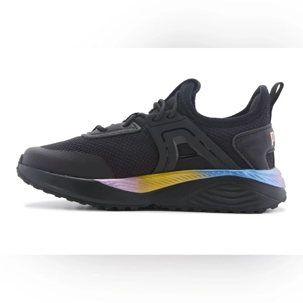 PUMA Kids Black Sneakers with Colorful Gradient